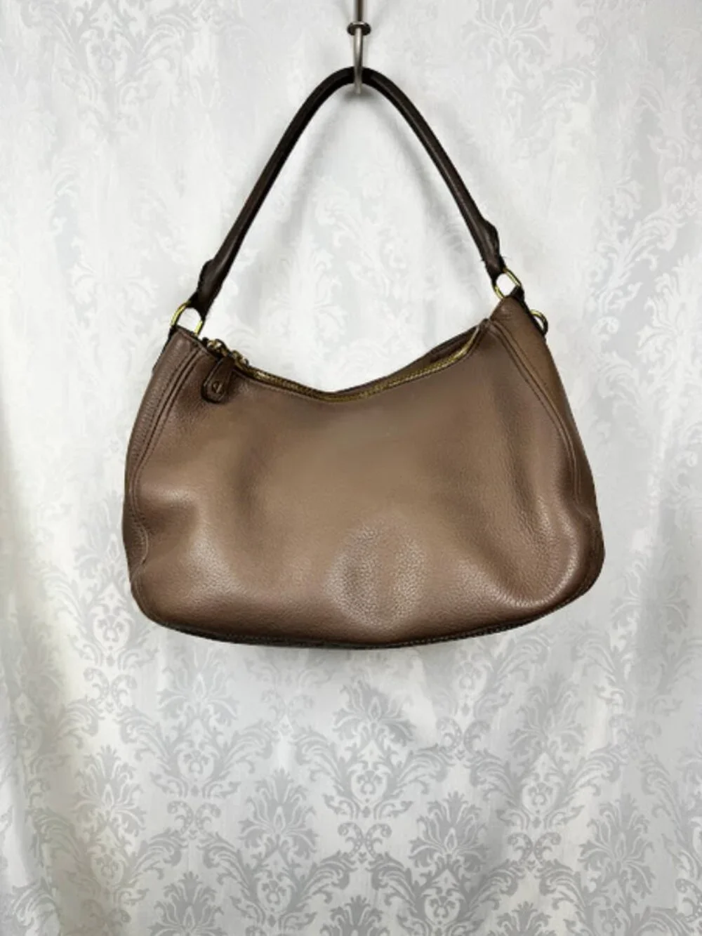 J. Crew Taupe Leather Slouchy Hobo Purse - Gold tone Hardware